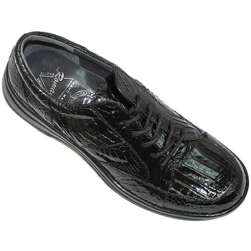 Romano "Rock" Black All-Over Crocodile Sneakers